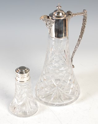 Lot 175 - A Sheffield silver mounted cut glass claret...