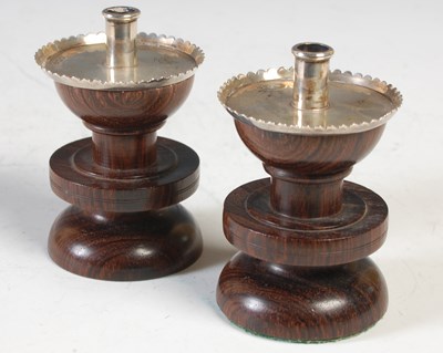 Lot 184 - A pair of late Victorian silver mounted turned...