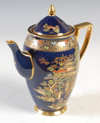 Lot 256 - A Carlton ware blue ground chinoiserie...