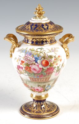 Lot 257 - A Copeland China hand painted twin handled urn...