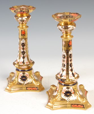 Lot 261 - A pair of Royal Crown Derby Imari pattern...