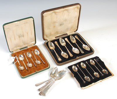 Lot 243 - A collection of silver flatware, to include a...