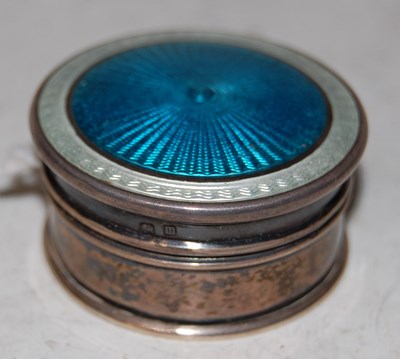 Lot 136 - A Birmingham silver and blue enamel circular...