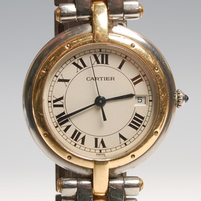 Lot 188 - Cartier, a yellow metal and steel Panthere...