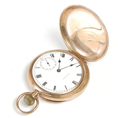 Lot 194 - A vintage gold plated Waltham hunter cased...