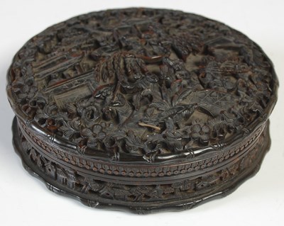 Lot 197 - A Chinese tortoiseshell circular shaped box...