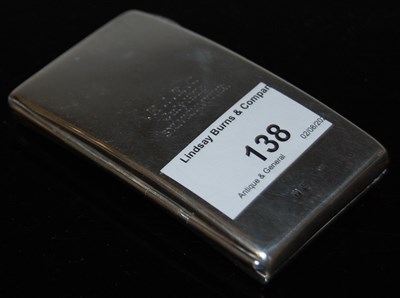 Lot 138 - A Birmingham silver calling card / stamp case,...