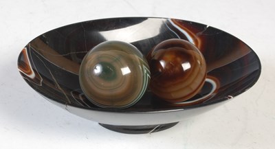 Lot 212 - An antique Sardonyx oval shaped bowl together...
