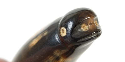 Lot 239 - A Scottish curved horn snuff mull with silver...