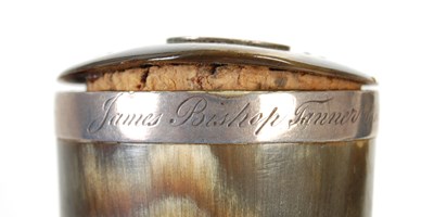 Lot 239 - A Scottish curved horn snuff mull with silver...