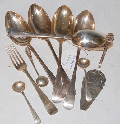 Lot 140 - A set of five Edwardian silver tablespoons,...