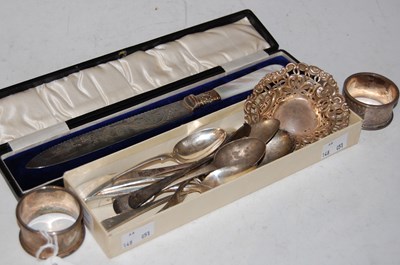 Lot 141 - An electroplated and mother of pearl bread...