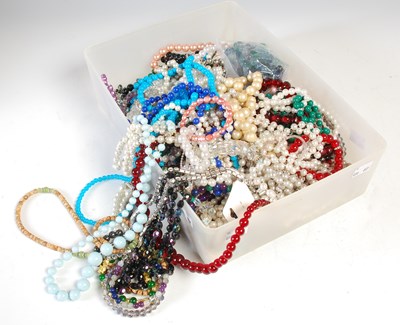 Lot 268 - A box of assorted costume jewellery necklaces.
