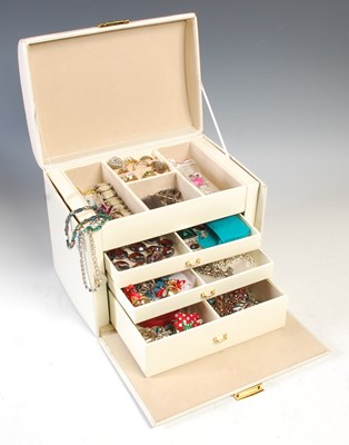 Lot 270 - A cream coloured faux leather jewellery box...
