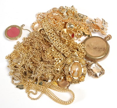 Lot 272 - A box of assorted gold plated jewellery, to...