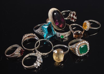 Lot 273 - A collection of twelve assorted silver and...