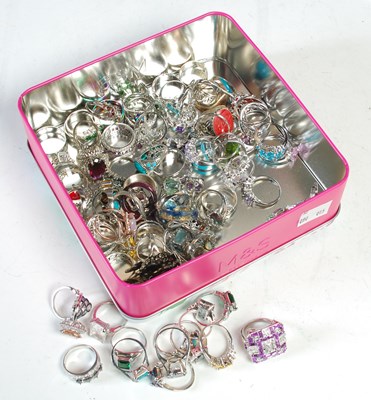 Lot 277 - A box containing assorted white metal gem set...