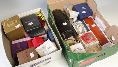 Lot 279 - Two boxes of assorted costume jewellery and...