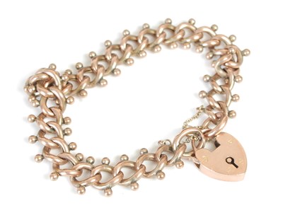 Lot 289 - A 9ct gold fancy curb link bracelet, with...