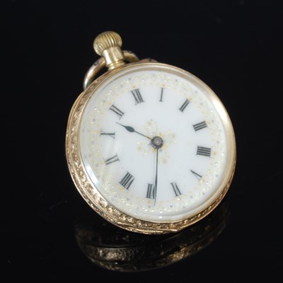Lot 291 - A Continental yellow metal open faced pocket...