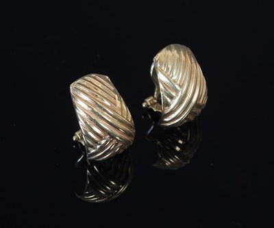 Lot 296 - A pair of Italian gold earrings, stamped '9kt,...