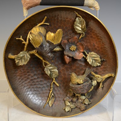 Lot 827 - A Japanese  mixed metal charger, featuring a...