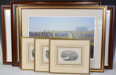 Lot 675 - A box of assorted golfing prints, to include...
