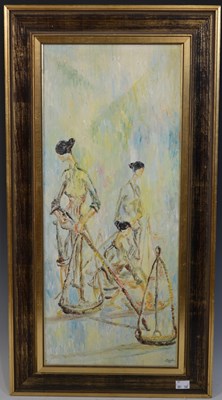Lot 671 - Pijush (20th century) 
Market scene 
oil on...