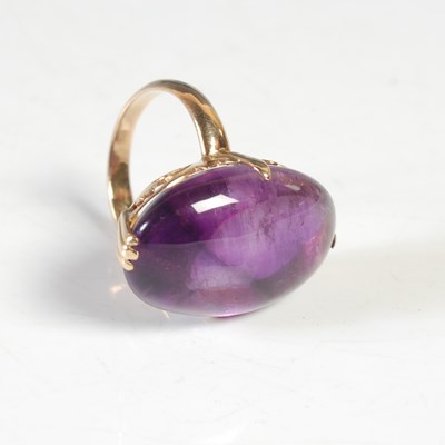 Lot 309 - A 14ct gold and amethyst ring, set with oval...