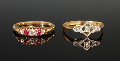 Lot 310 - Two gem set rings, to include yellow and white...