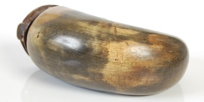 Lot 240 - A Scottish curly horn silver-mounted snuff...