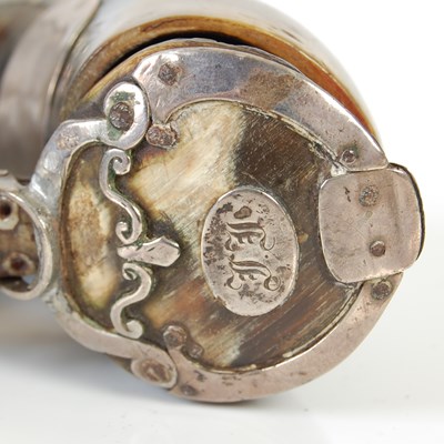 Lot 240 - A Scottish curly horn silver-mounted snuff...