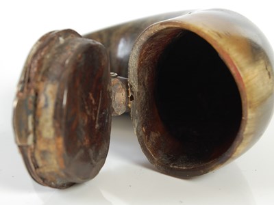 Lot 240 - A Scottish curly horn silver-mounted snuff...