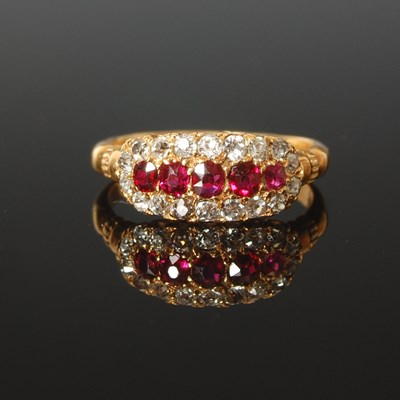 Lot 328 - A Victorian 18ct gold ruby and diamond set...