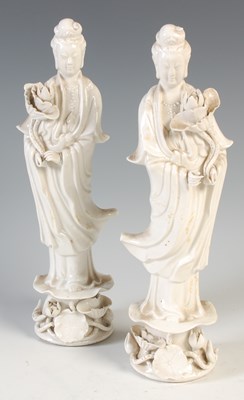 Lot 403 - A pair of Chinese porcelain blanc-de-chine...