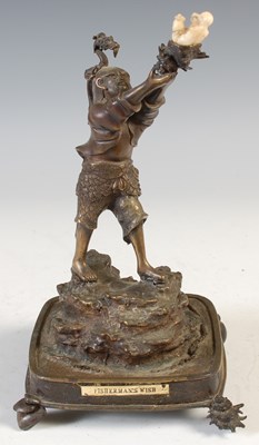 Lot 512 - A Japanese bronze mythological figure group,...