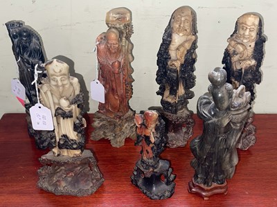 Lot 513 - A group of seven assorted Chinese soapstone...