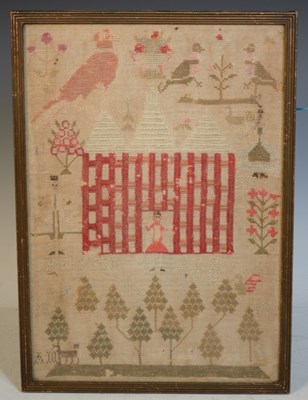Lot 753 - An antique needlework sampler worked in...