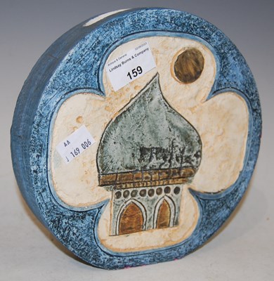 Lot 159 - A Troika pottery disc vase, 20cm high