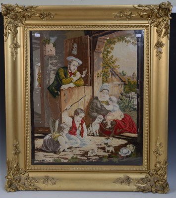 Lot 760 - A 19th century needlework picture, worked in...