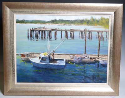 Lot 718 - D. L. Tilby (Canadian) 
Boats at the pier ...