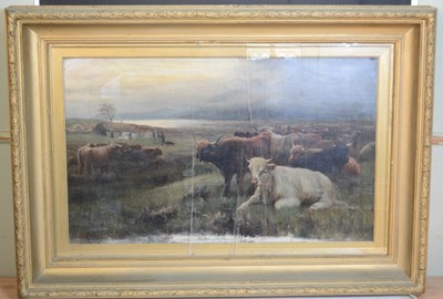 Lot 637 - Thomas Hunt ARSA (1854-1929) 
Herd of Highland...