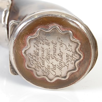 Lot 243 - A Scottish curved horn silver-mounted snuff...