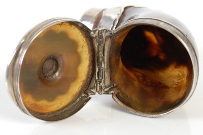 Lot 243 - A Scottish curved horn silver-mounted snuff...