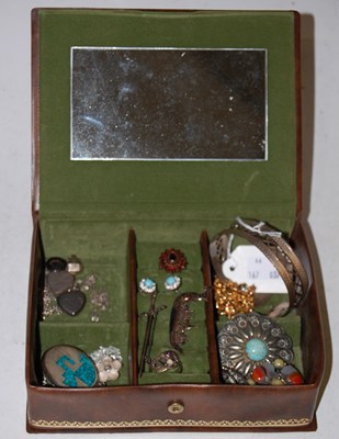 Lot 187 - Box of assorted costume jewellery to include...