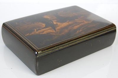 Lot 244 - A Mauchline ware pen-work oblong table snuff...