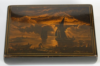 Lot 244 - A Mauchline ware pen-work oblong table snuff...