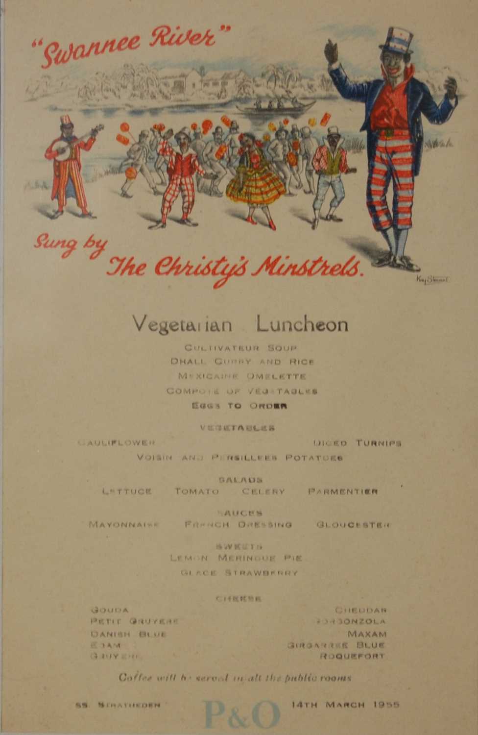 Lot 197 - A vintage P&O SS Stratheden menu card, 14th...