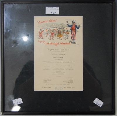 Lot 197 - A vintage P&O SS Stratheden menu card, 14th...