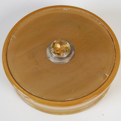 Lot 245 - A Scottish horn circular snuff box with glass...
